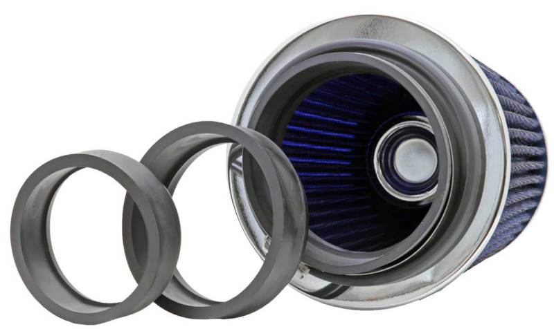 K&N Universal Air Filter Chrome Round Tapered Blue - 4in Flange ID x 1.125in Flange Length x 5.5in H-thumbmail-9