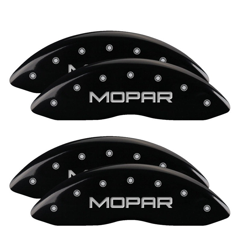 MGP 4 Caliper Covers Engraved Front & Rear MOPAR Black finish silver ch-thumbmail-2
