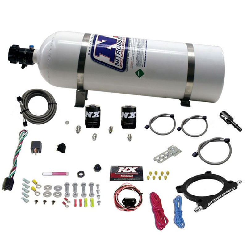 Nitrous Express 11-15 Ford Mustang GT 5.0L High Output Nitrous Plate Kit (50-250HP) w/15lb Bottle-thumbmail-1