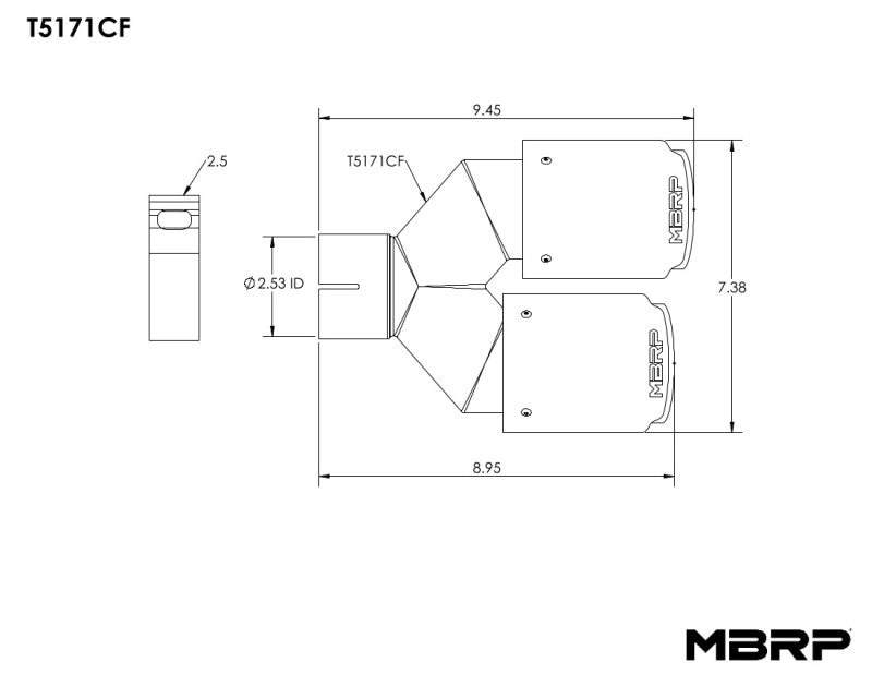 MBRP Universal Carbon Fiber Dual Tip 3.5in OD/2.5in Inlet-thumbmail-5