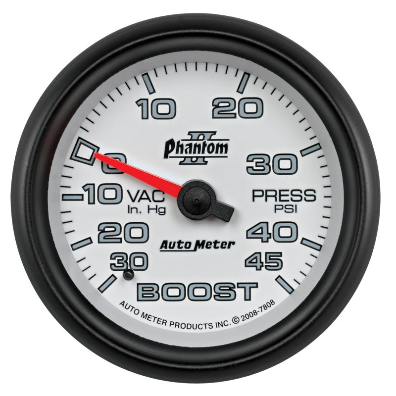 Autometer Phantom II 2-5/8in 30INHG-45PSI Phantom Mechanical Boost/Vacuum Gauge-thumbmail-1
