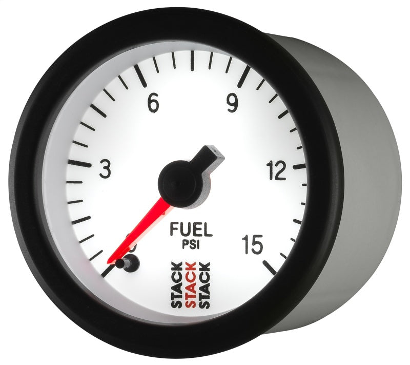 Autometer Stack 52mm 0-15 PSI 1/8in NPTF Male Pro Stepper Motor Fuel Pressure Gauge - White-thumbmail-5