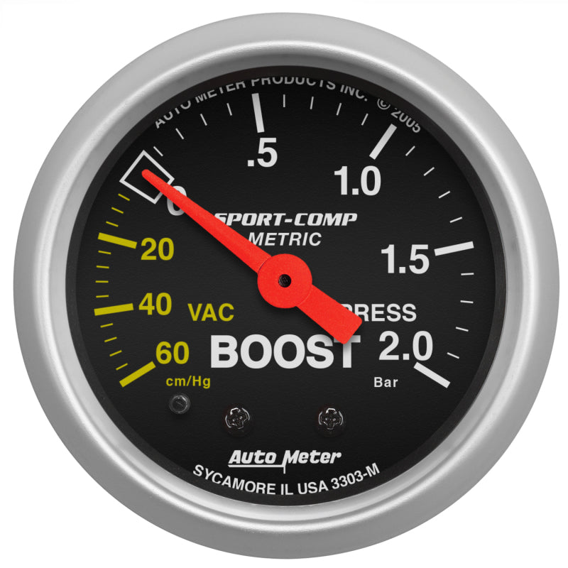 Autometer Sport-Comp 52mm 60cm/HG -2.0 Bar Mechanical Boost Gauge