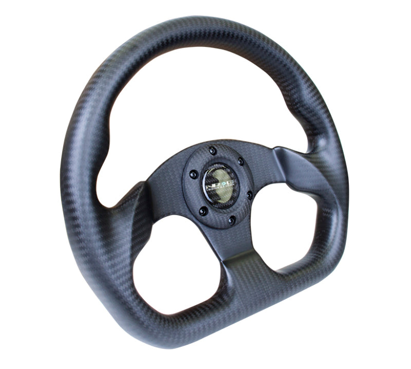 NRG Carbon Fiber Steering Wheel (320mm) Flat Bottom Matte Black Carbon-thumbmail-2