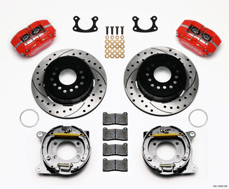 Wilwood Dynapro Dust-Boot P/S Park Brake Kit Drilled Red Small Ford 2.66in Offset-thumbmail-1