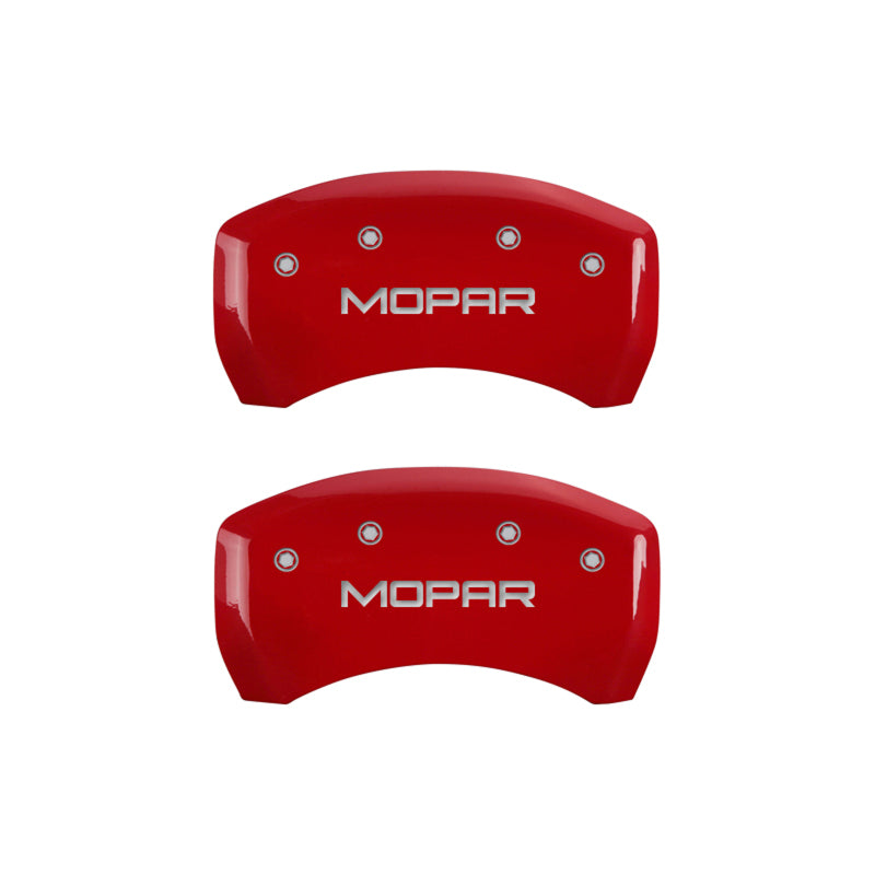 MGP 4 Caliper Covers Engraved Front & Rear MOPAR Red finish silver ch-thumbmail-4