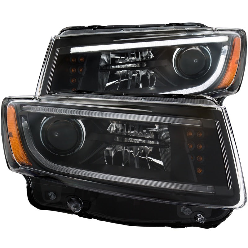 ANZO 2014-2015 Jeep Grand Cherokee Projector Headlights w/ Plank Style Design Black-thumbmail-1