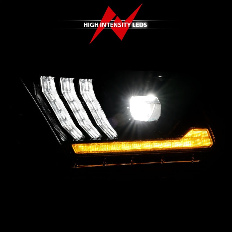 ANZO 13-14 Ford Mustang (w/ Factory HID/Xenon HL only) Projector Headlights w/Light Bar Black