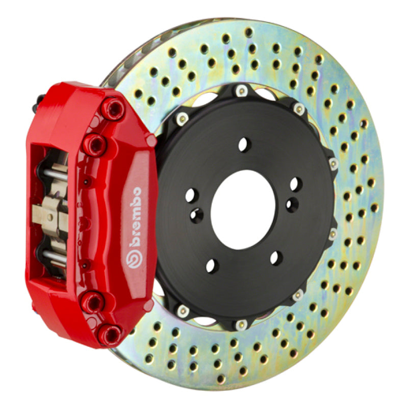 Brembo 02-04 Focus SVT/05-06 Focus Front GT BBK 4 Piston Cast 2pc 328x28 2pc Rotor Drilled-Red-thumbmail-1