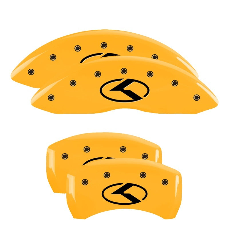 MGP 4 Caliper Covers Engraved Front & Rear 18 Kia Stinger Base Yellow w/ Circle K (KIA)-thumbmail-2