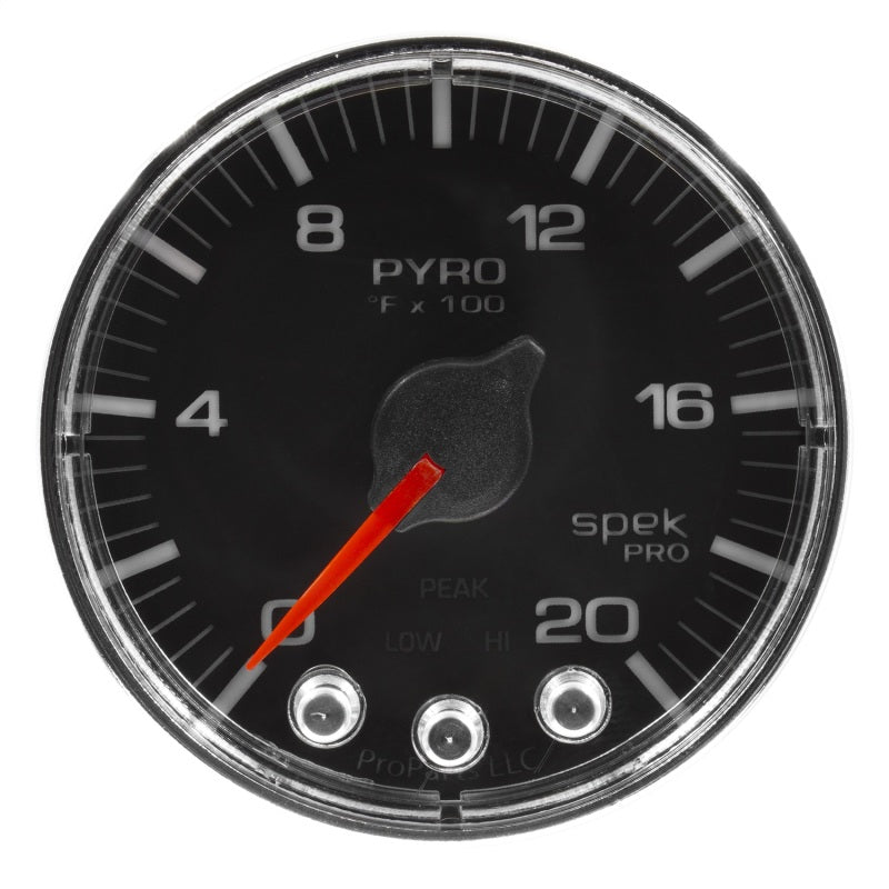 Autometer Spek-Pro Gauge Pyro. (Egt) 2 1/16in 2000f Stepper Motor W/Peak & Warn Blk/Chrm-thumbmail-1