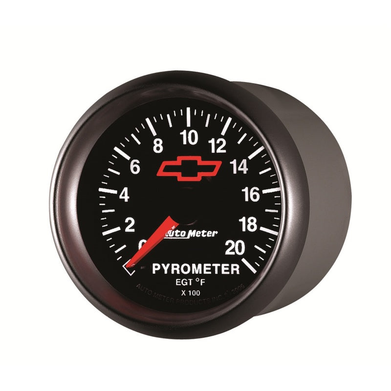 AutoMeter Gauge Pyrometer (Egt) 2-1/16in. 2000 Deg. F Stepper Motor Chevy Red Bowtie Black-thumbmail-2