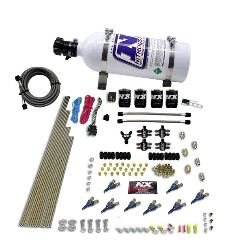 Nitrous Express 8 Cyl Piranha Direct Port 4 Solenoids Nitrous Kit (200-500HP) w/5lb Bottle-thumbmail-2