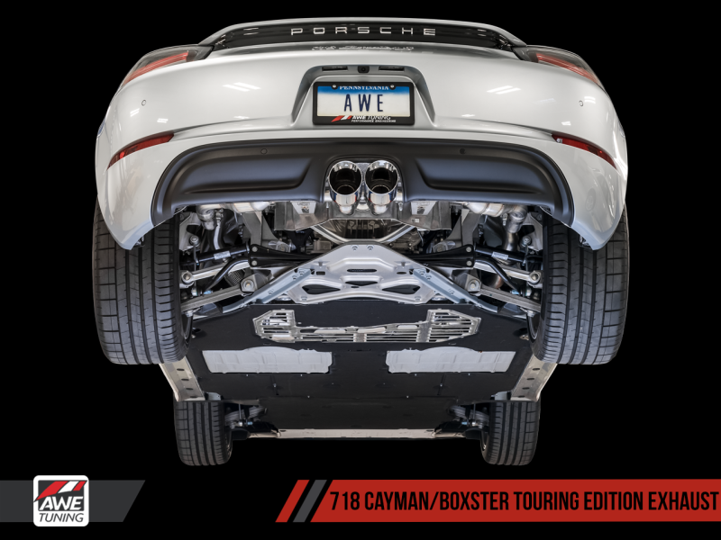 AWE Tuning Porsche 718 Boxster / Cayman Touring Edition Exhaust - Diamond Black Tips-thumbmail-2