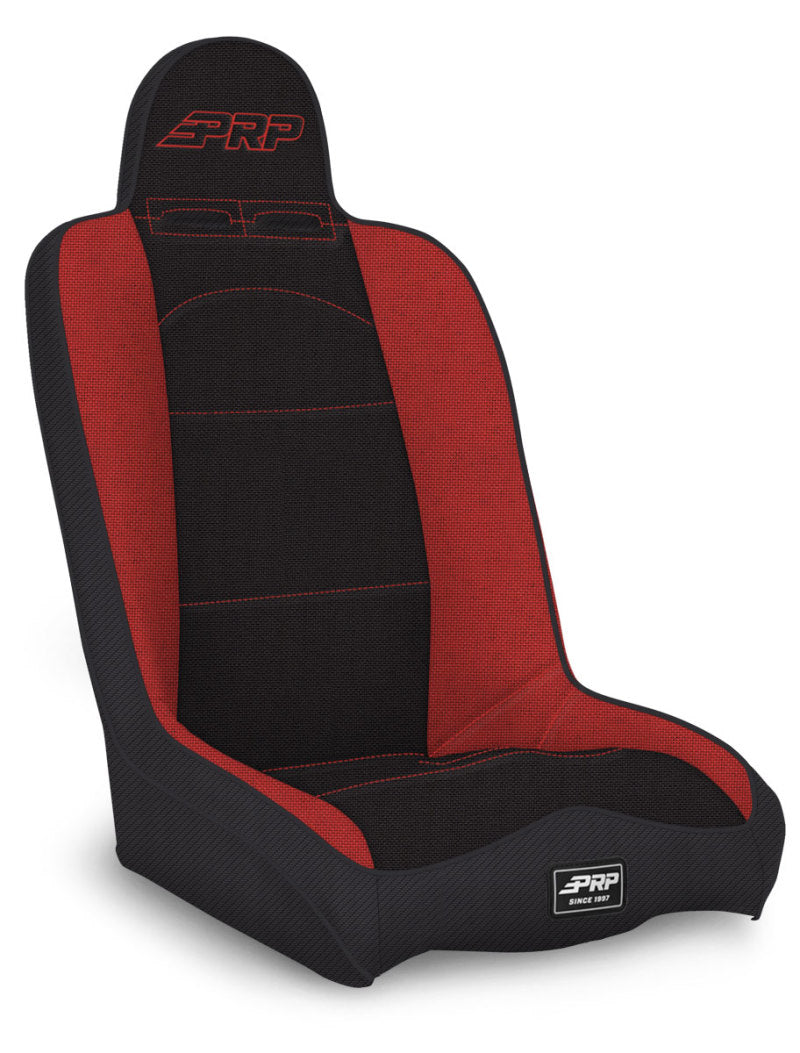 PRP Daily Driver High Back Suspension Seat (Two Neck Slots) - Black/Red-thumbmail-1