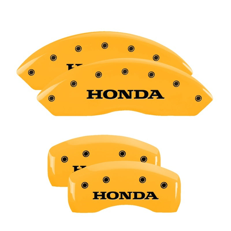 MGP 4 Caliper Covers Engraved Front & Rear Honda Yellow Finish Black Char 2006 Honda Accord-thumbmail-1