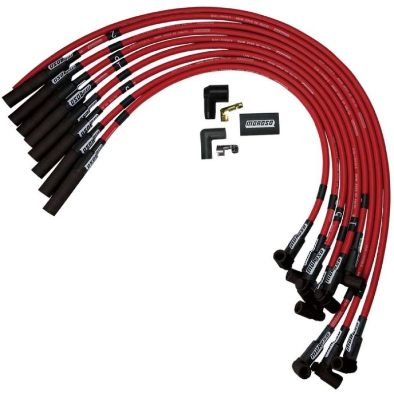Moroso Chevrolet Big Block Ignition Wire Set - Ultra 40 - Unsleeved - HEI - Over Valve - Red-thumbmail-1
