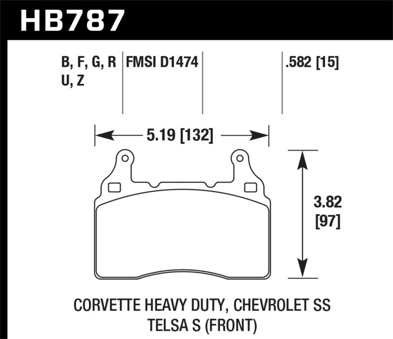 Hawk 15-17 Chevy Corvette Z06 Performance Ceramic Street Front Brake Pads-thumbmail-3