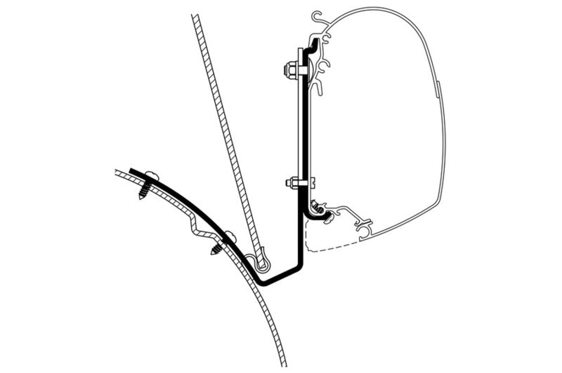 Thule HideAway Awning Wall Mount Adapter for VW Lift Roof - Black/Silver-thumbmail-4