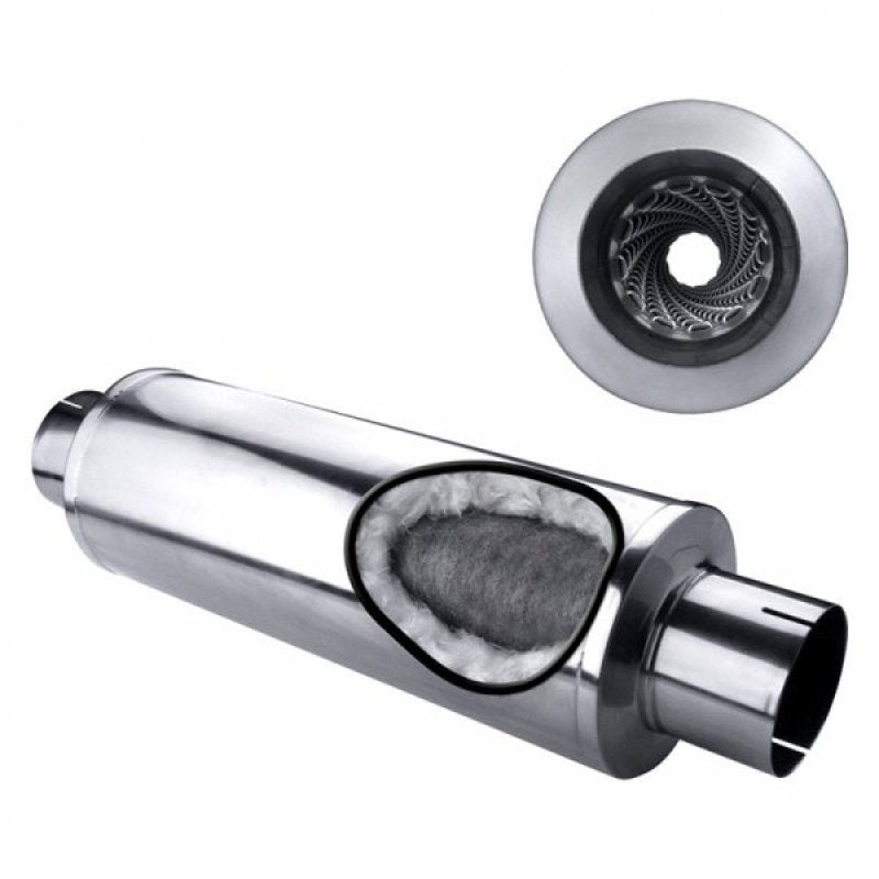 Diamond Eye MFLR 4inID SGL IN/SGL OUT 7inDIA X 24in BODY 30in LENGTH LOUVERED SLOTTED ENDS 409 SS-thumbmail-3