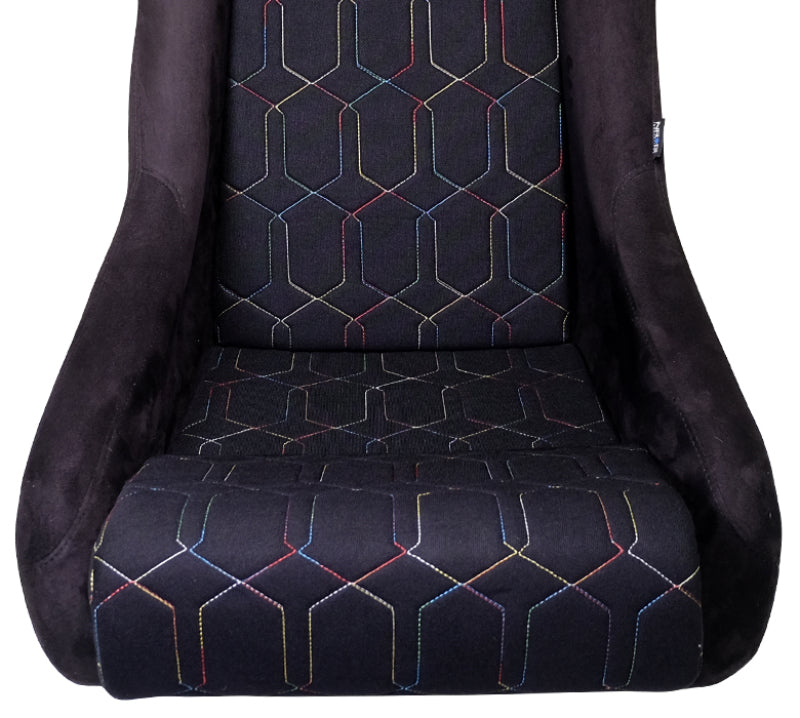 NRG FRP Bucket Seat (Black w/ Multi Color Geometric Pattern) - Large-thumbmail-2
