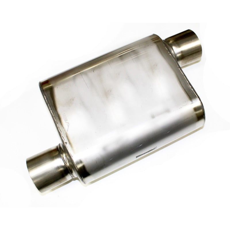 JBA Universal Chambered Style 304SS Muffler 11x9.75x4 3in Inlet Diameter Offset/Offset-thumbmail-2