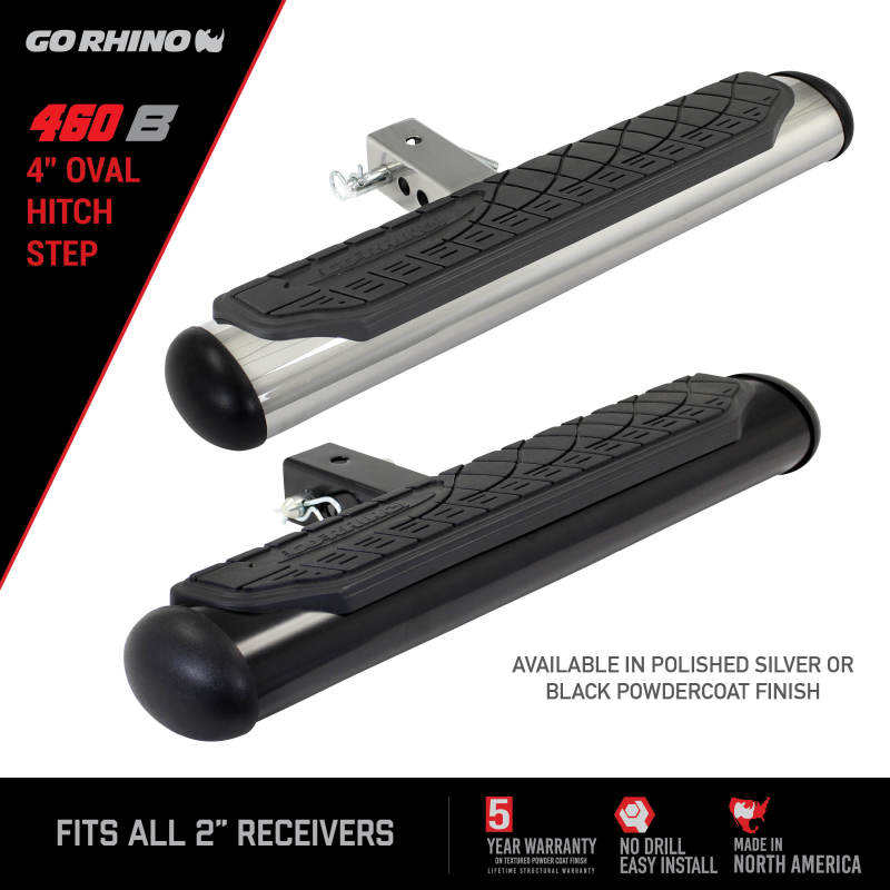 Go Rhino 4in Oval Hitch Step - Black-thumbmail-4