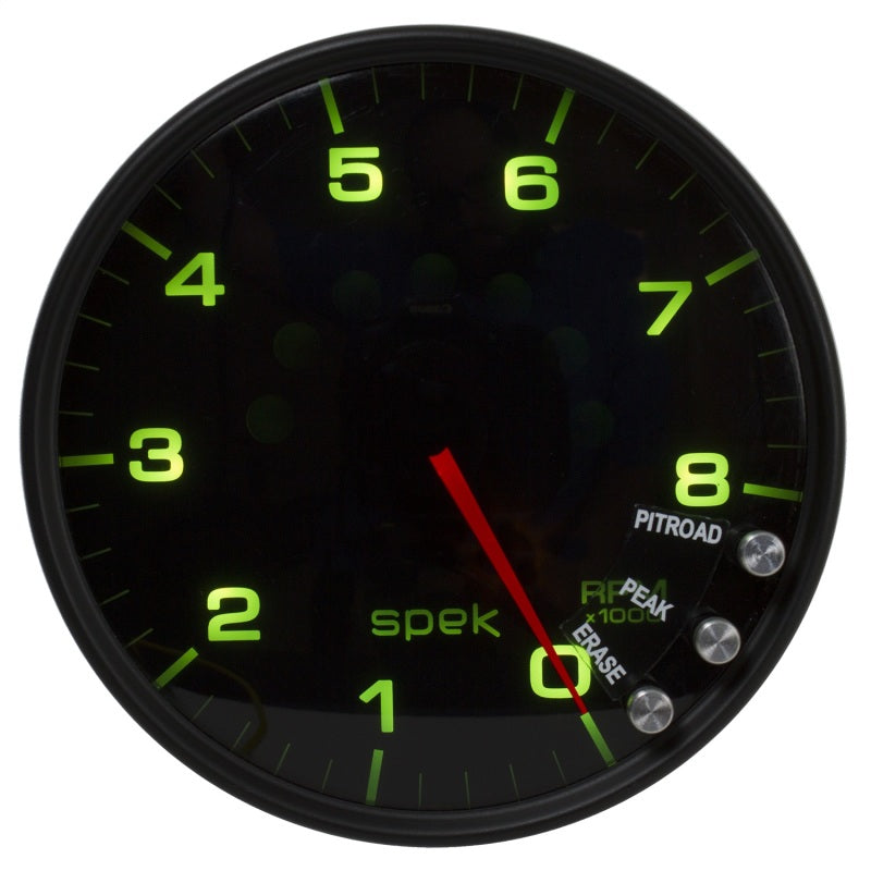 Autometer Spek-Pro Gauge Tachometer 5in 8K Rpm W/Shift Light & Peak Mem Black/Smoke/Black-thumbmail-2