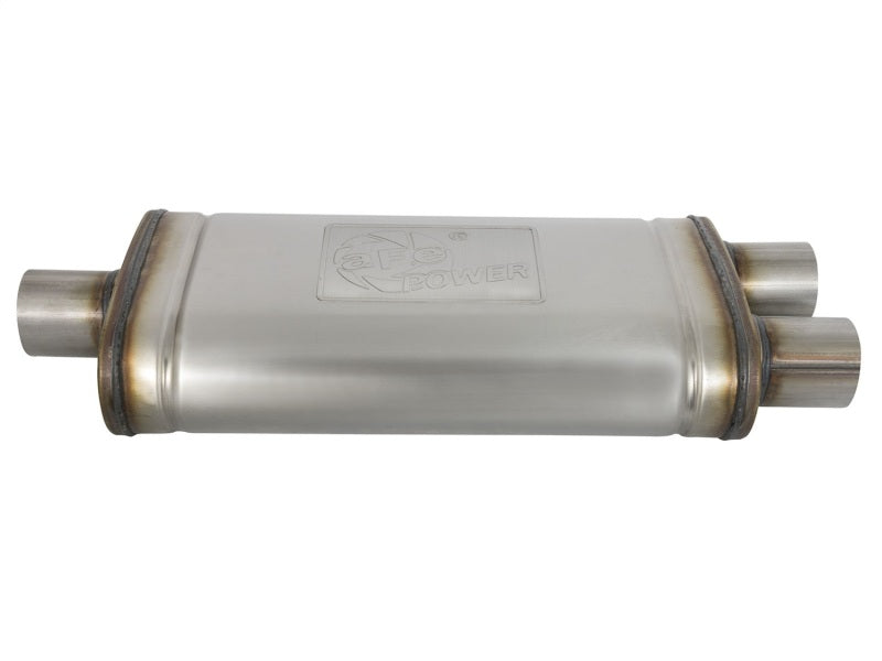 aFe MACHForce XP SS Muffler 2.5in Center Inlet / 2.5in Dual Outlets 18in L x 9in W x 4in H Body-thumbmail-2