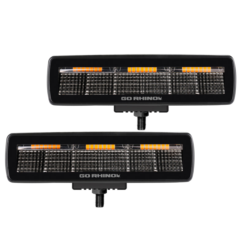 Go Rhino Xplor Blackout Combo Series Sixline LED Flood Lights w/Amber (Surface Mount) - Blk (Pair)-thumbmail-2