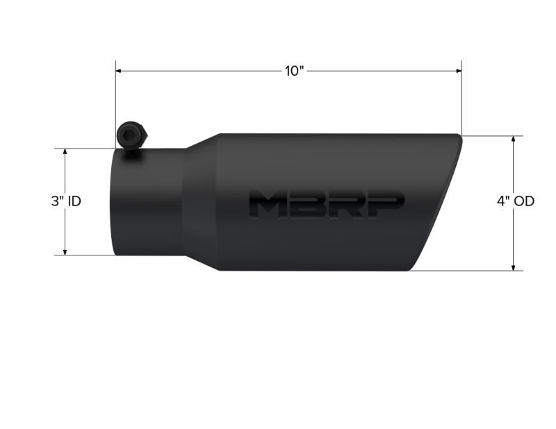 MBRP Universal Tip 4in OD 3in Inlet 10in Length Angled Rolled End Black-thumbmail-4