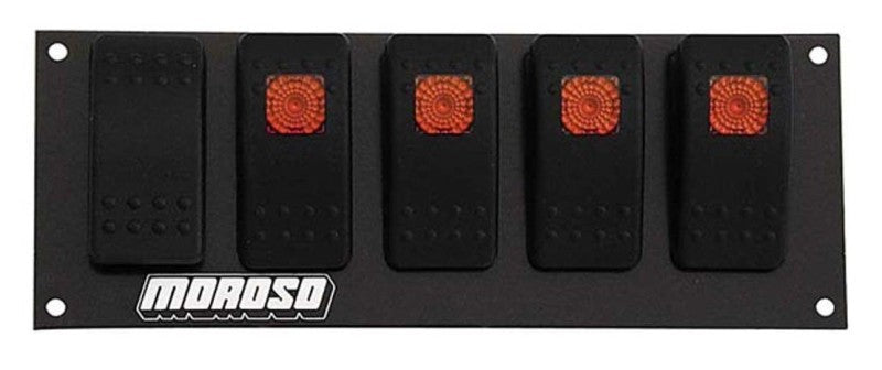Moroso Rocker Switch Panel - Flat Surface Mount - LED - 2.488in x 6.695in - Five On/Off Switches-thumbmail-1