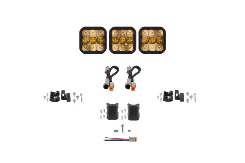 Diode Dynamics SS5 Sport Universal CrossLink 3-Pod Lightbar - Yellow Combo-thumbmail-1