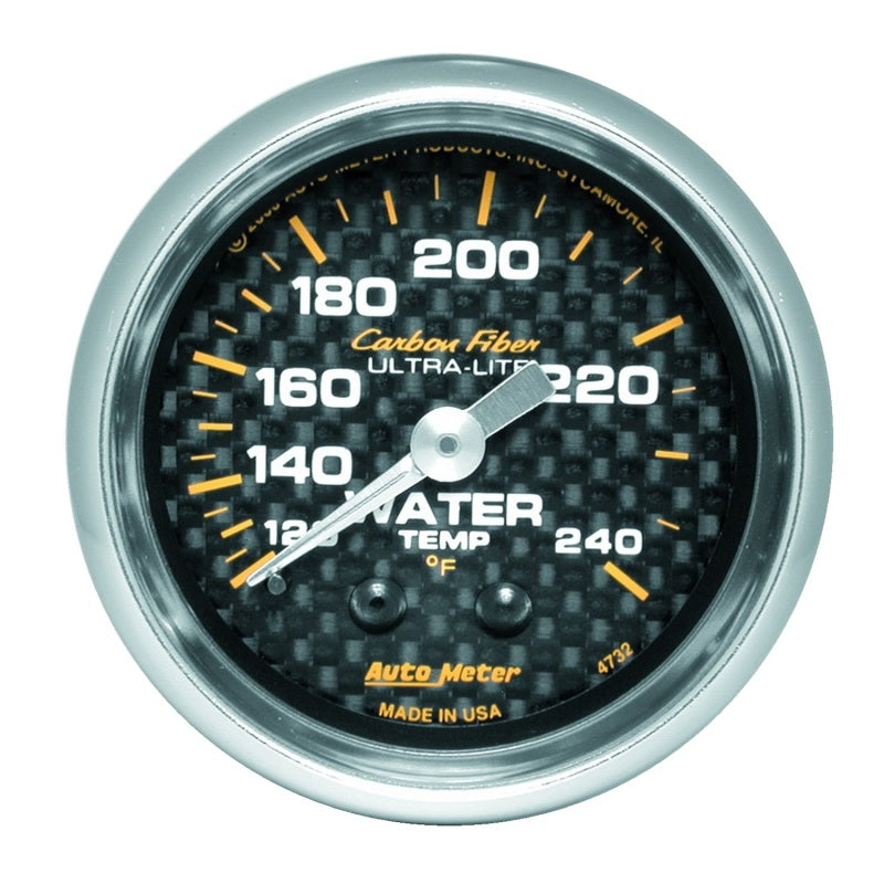 Autometer Carbon Fiber 52mm 120-240 Deg F Mechanical Water Temp Gauge-thumbmail-1