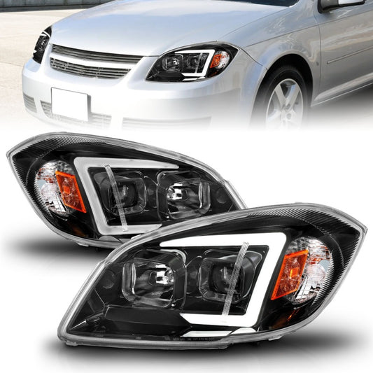 ANZO 05-10 Chevrolet Cobalt / 07-10 Pontiac G5 LED Projector Headlights w/ Seq Black Housing