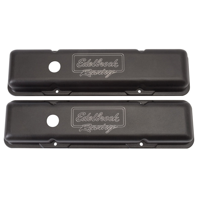 Edelbrock Valve Cover Victor Series Chevrolet 1959-1986 262-400 CI V8 Low Black-thumbmail-2