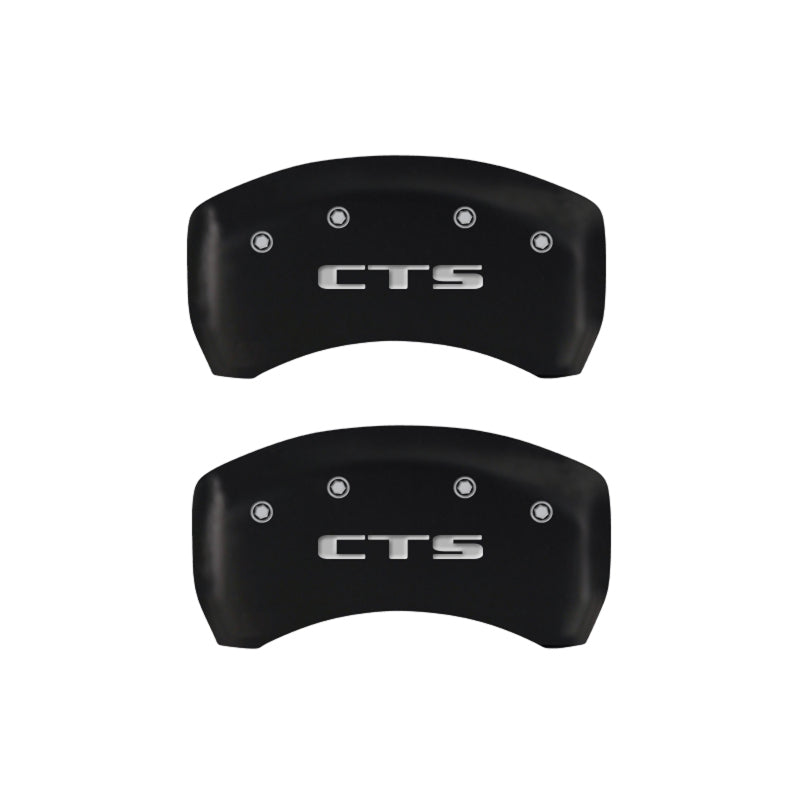 MGP 4 Caliper Covers Engraved Front Cursive/Cadillac Engraved Rear CTS Red finish silver ch-thumbmail-4
