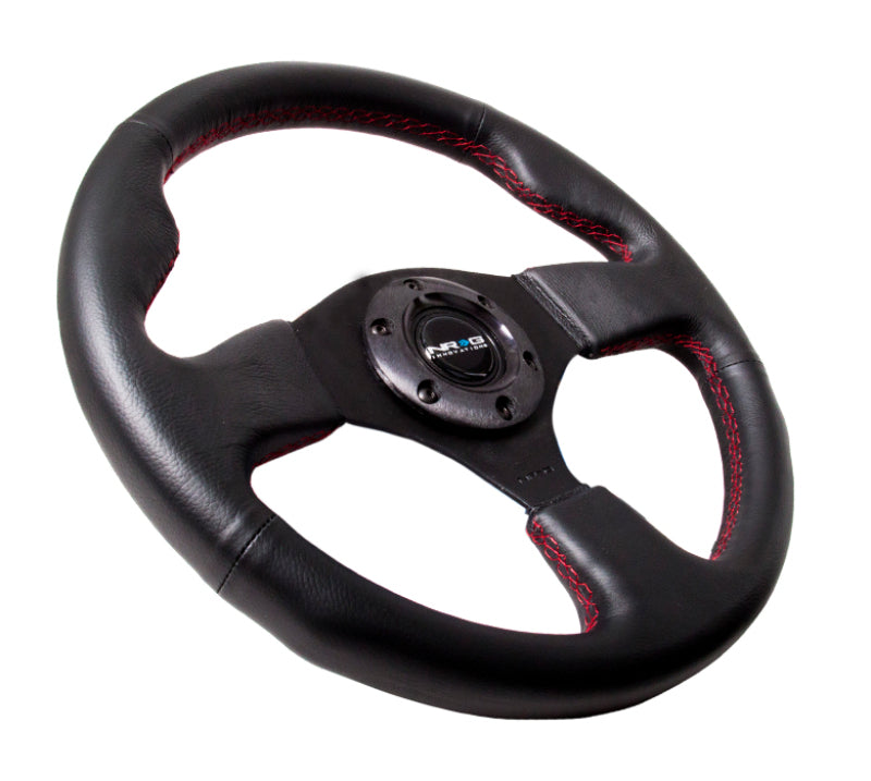 NRG Reinforced Steering Wheel (320mm) Leather w/Red Stitch-thumbmail-2