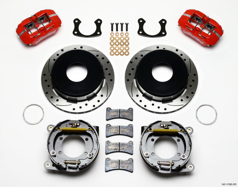 Wilwood Dynapro Low-Profile 11.00in P-Brake Kit Drill-Red New Big Ford 2.50in Offset-thumbmail-1