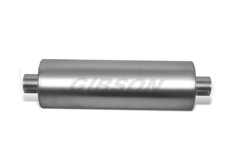 Gibson SFT Superflow Center/Center Round Muffler - 8x24in/3.5in Inlet/3.5in Outlet - Stainless-thumbmail-1