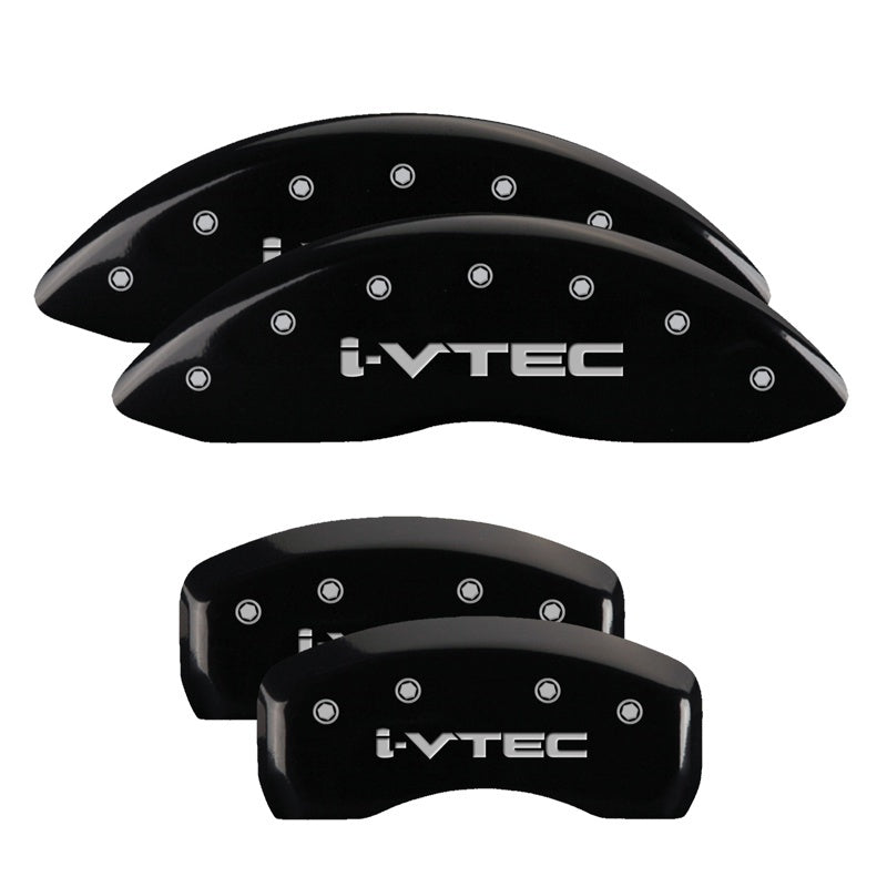 MGP 4 Caliper Covers Engraved Front & Rear I-Vtec Black Finish Silver Char 2016 Acura ILX-thumbmail-2