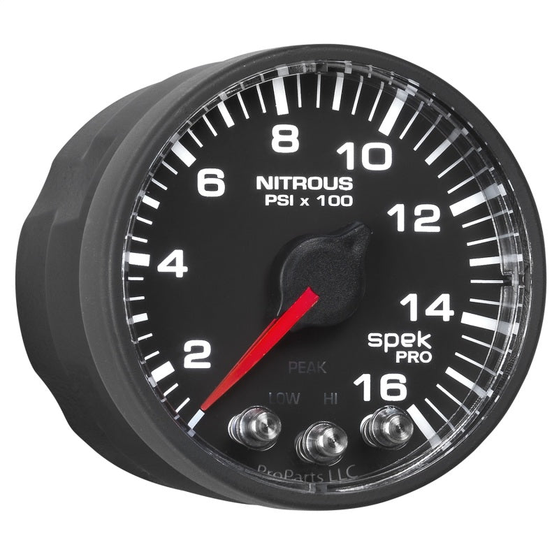 Autometer Spek-Pro Gauge Nitrous Press 2 1/16in 1600psi Stepper Motor W/Peak & Warn Blk/Blk-thumbmail-2