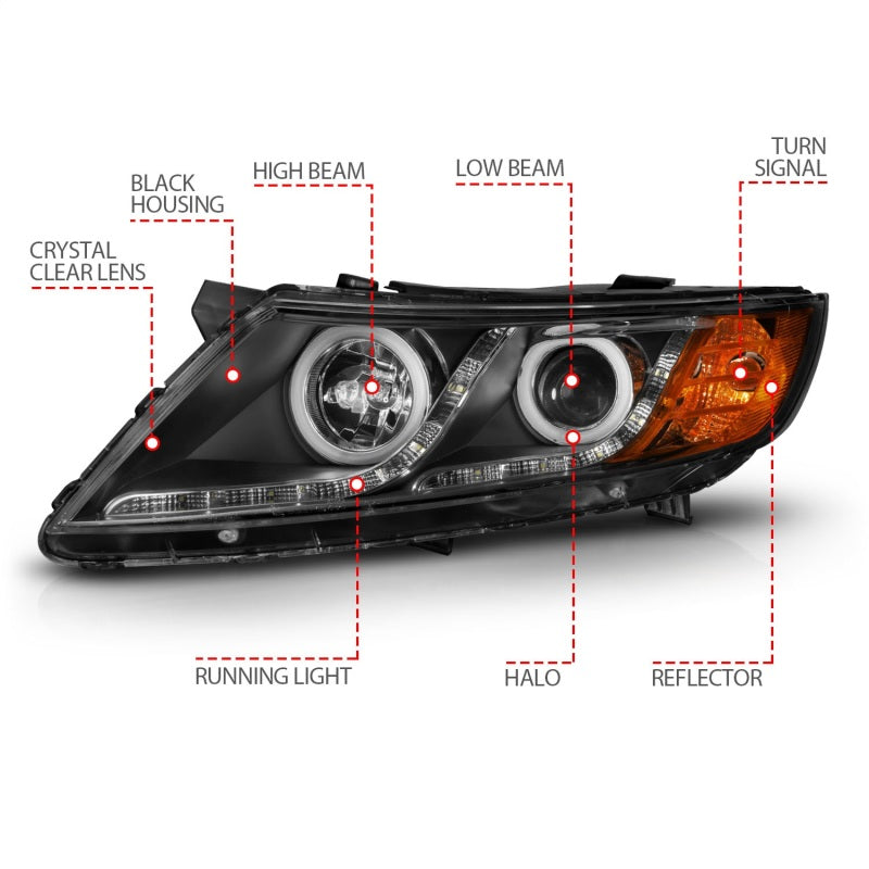 ANZO 2011-2013 Kia Optima Projector Headlights w/ Halo Black (CCFL)-thumbmail-7