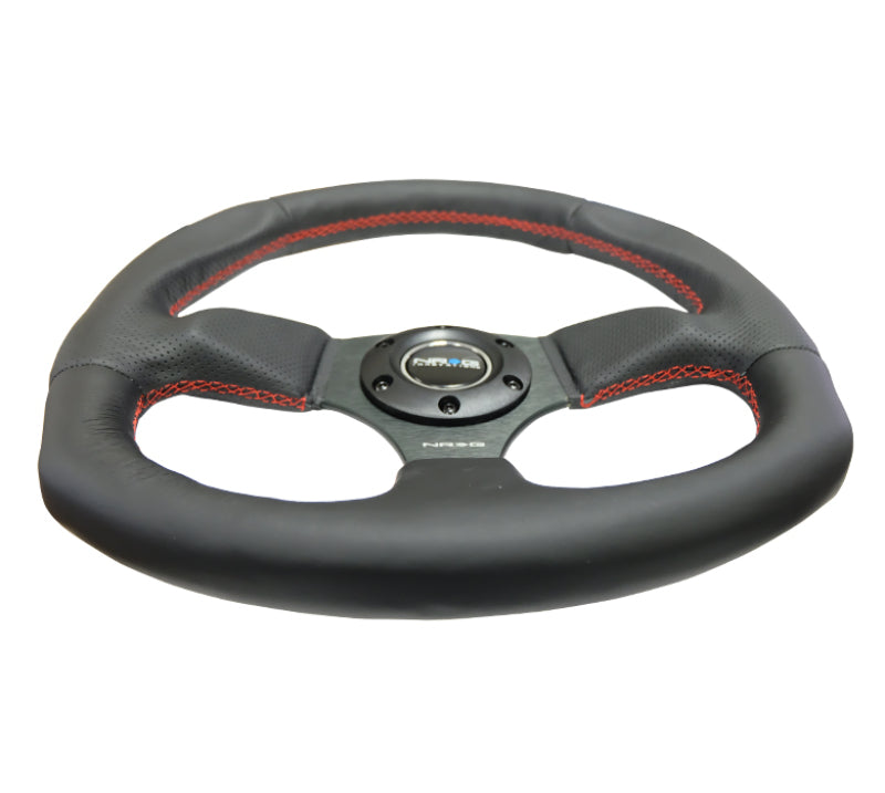 NRG Reinforced Steering Wheel (320mm Horizontal / 330mm Vertical) Leather w/Red Stitching-thumbmail-2