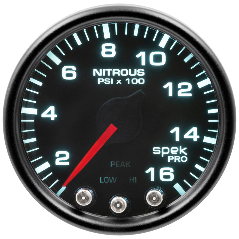 Autometer Spek-Pro Gauge Nitrous Press 2 1/16in 1600psi Stepper Motor W/Peak & Warn Blk/Smoke/Blk-thumbmail-2