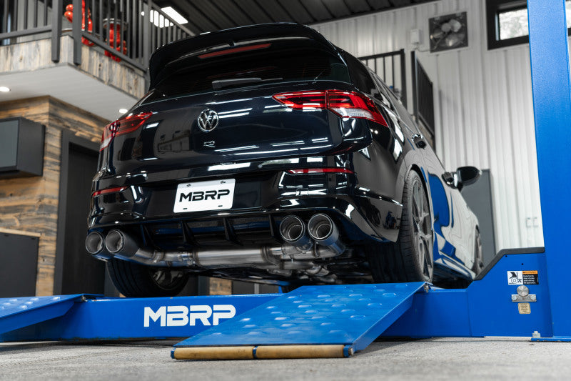 MBRP 2022 Volkswagon Golf R MK8 T304 Stainless Steel 3in Cat-Back, Quad Rear Exit- Carbon Fiber Tips-thumbmail-3