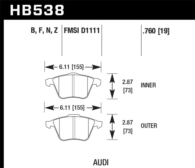 Hawk 2009-2009 Audi A4 Cabriolet HPS 5.0 Front Brake Pads-thumbmail-2