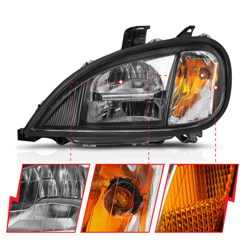 ANZO 1996-2013 Freightliner Columbia LED Crystal Headlights Black Housing w/ Clear Lens (Pair)