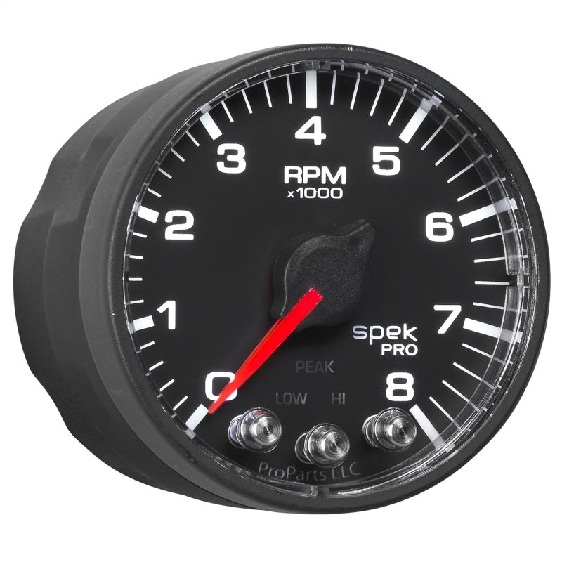 Autometer Spek-Pro Black 2 1/16 inch 8K RPM Tach w/ Shift Light and Peak Memory-thumbmail-5