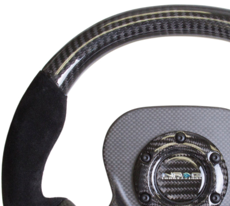 NRG Carbon Fiber Steering Wheel (320mm) CF Center Plate & Two-Tone Carbon w/Suede Trim Handles-thumbmail-3